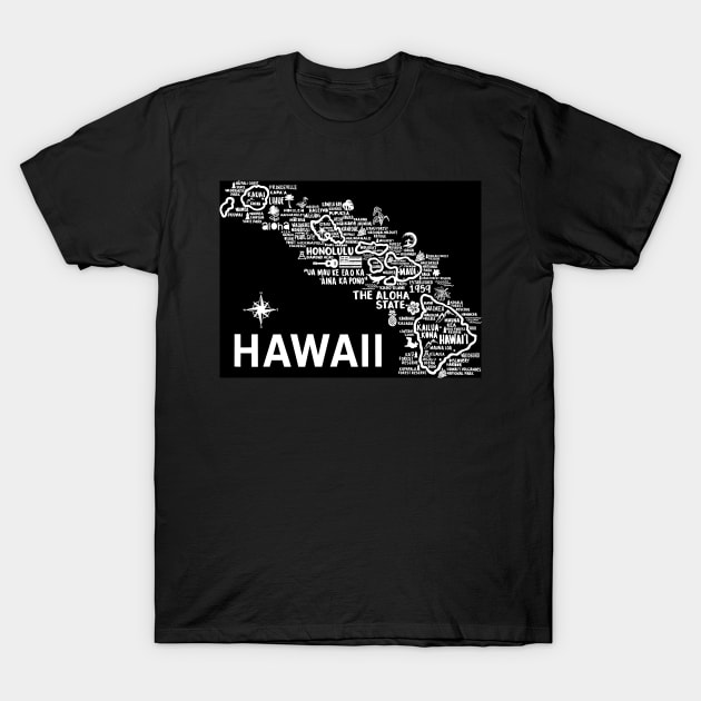 Hawaii Map T-Shirt by fiberandgloss